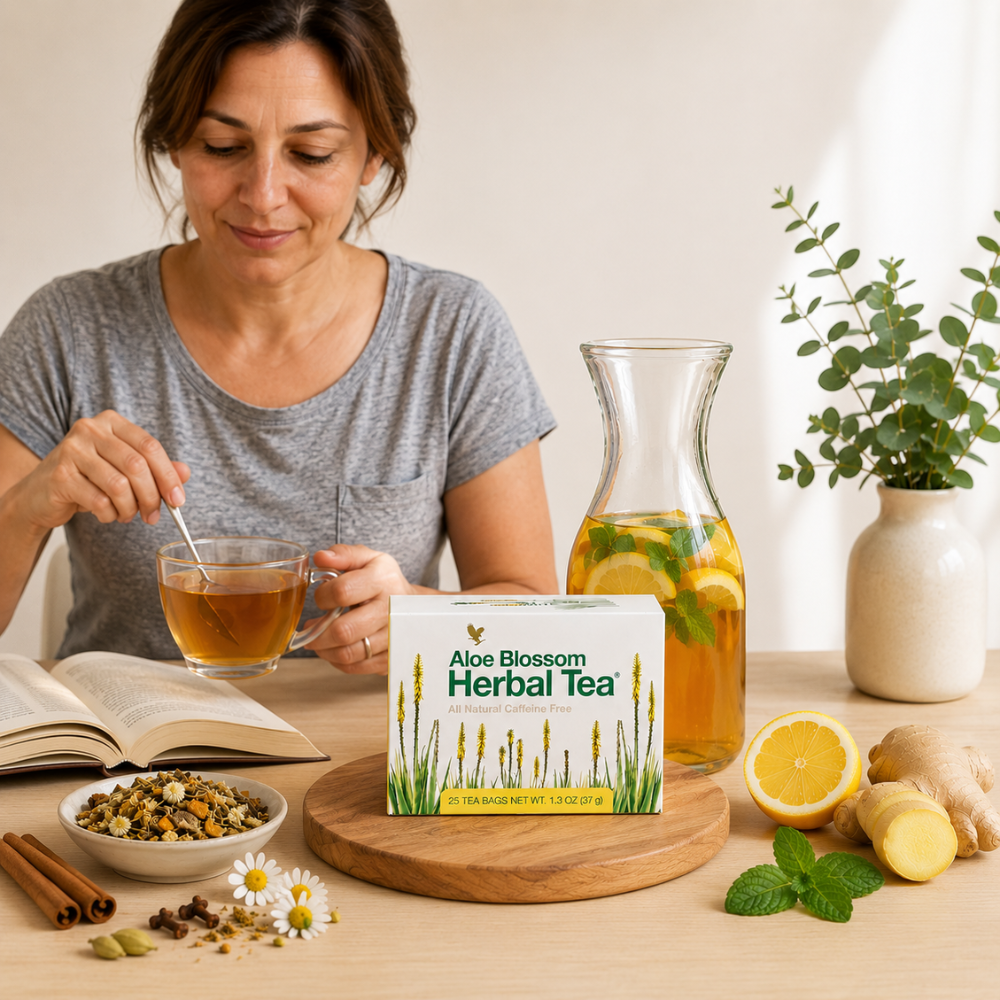 Infusion Fleur d'Aloès Forever® | Tisane Bien-Être aux Plantes et Épices