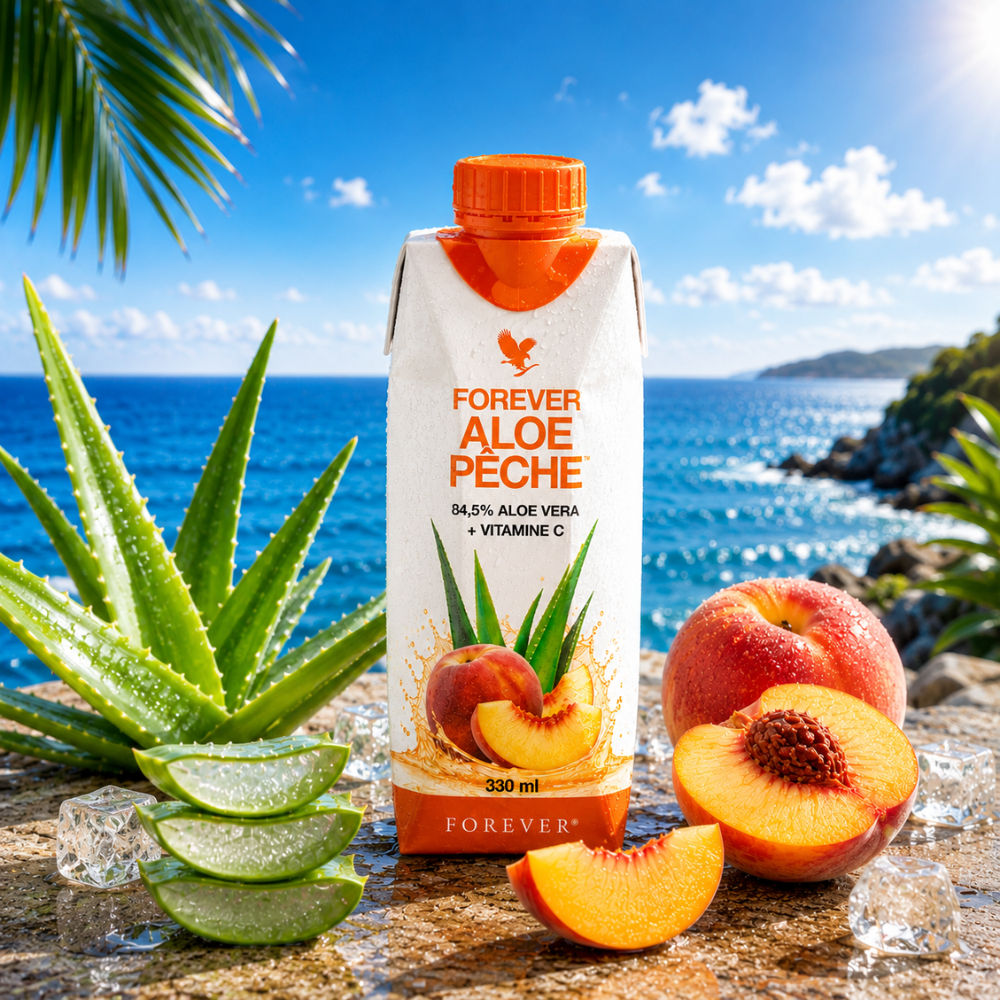 Forever Aloe Pêche® 330 ml x 12 | Boisson à l'Aloe Vera et à la Pêche