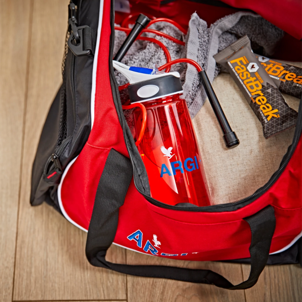 Visuel optimisé mobile de Forever ARGI+™ avec shaker et ambiance sportive.