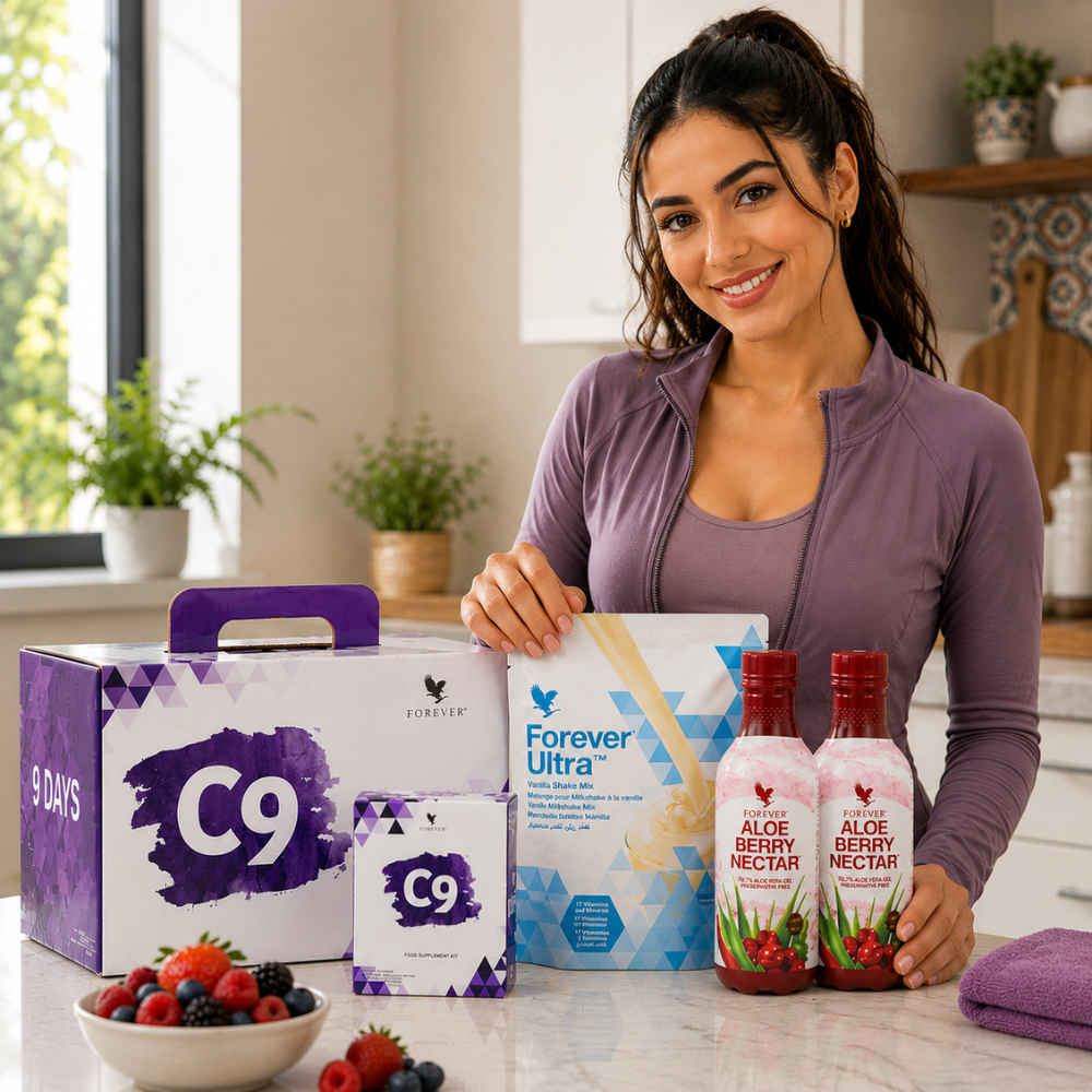 Programme C9™ Berry Vanille Forever F.I.T. – kit détox 9 jours Forever Living avec Aloe Berry Nectar, Forever Ultra et compléments alimentaires