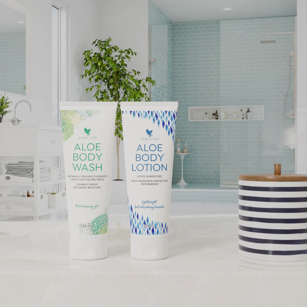 Forever Aloe Body Lotion et Aloe Body Wash — routine soin corps naturel Forever Living