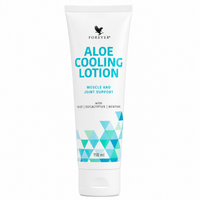 Forever Aloe Cooling Lotion 118 ml sur fond blanc avec aloe vera, eucalyptus et menthol