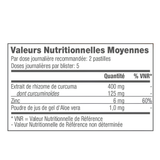 Valeurs nutritionnelles de Forever AloeTurm™ avec extrait de curcuma, zinc et poudre de gel d'aloe vera