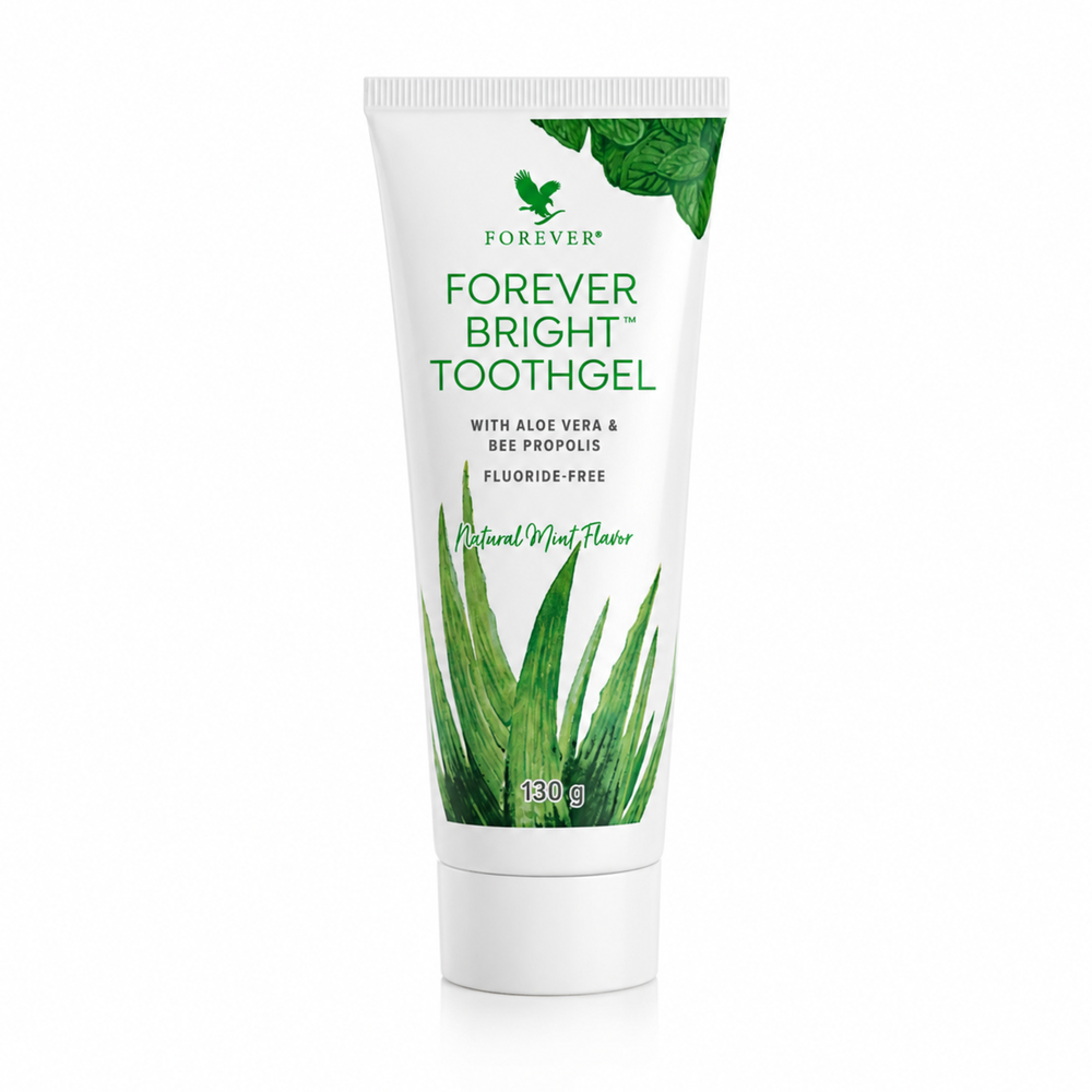 Forever Bright Toothgel 130 g - gel dentaire à l'Aloe Vera et propolis sur fond blanc