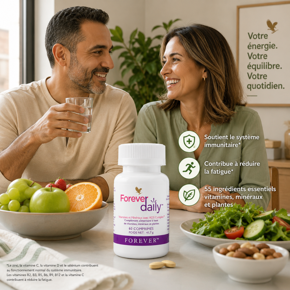 Couple marocain de 45 ans avec Forever Daily dans une routine bien-être quotidienne