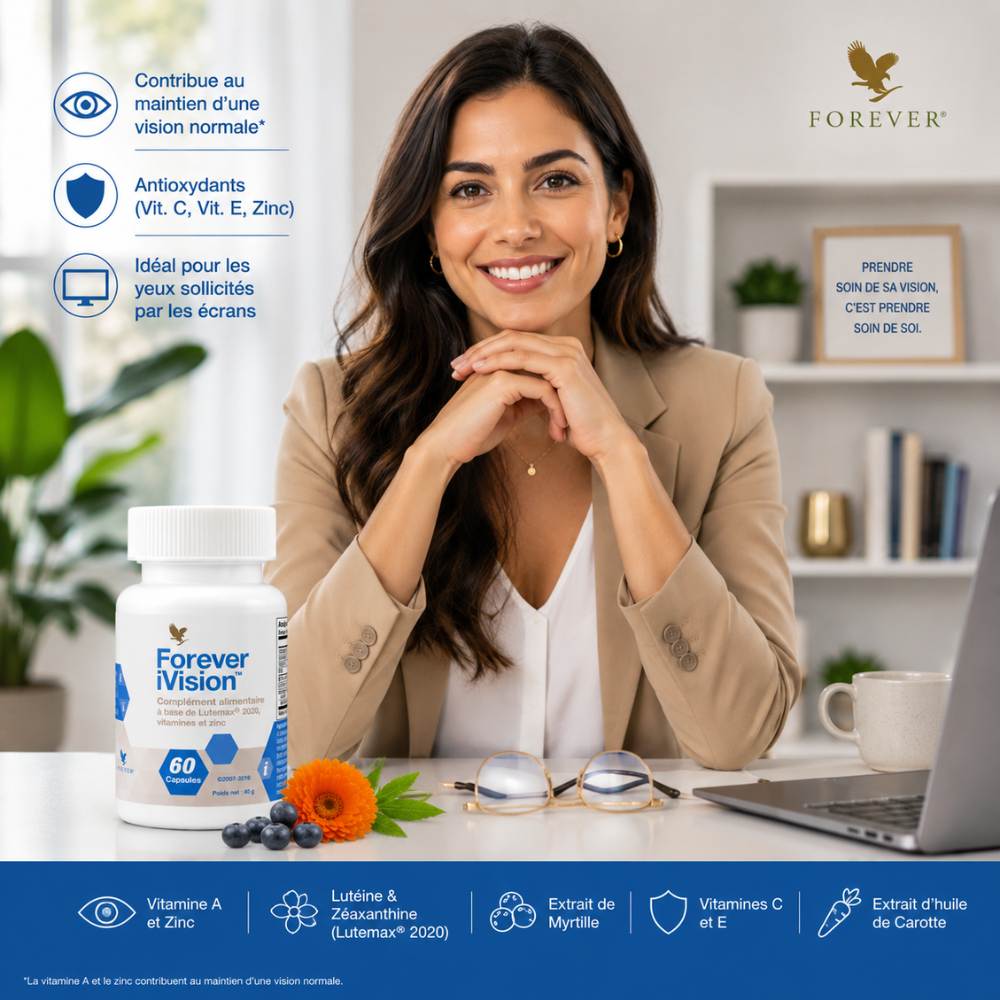 Forever iVision™ présenté dans un environnement de bureau illustrant le confort visuel au quotidien