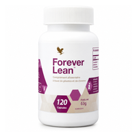 Packshot officiel Forever Lean™ Forever Living, flacon de 120 capsules végétales, complément alimentaire à base de NeOpuntia™, haricot blanc et chrome.