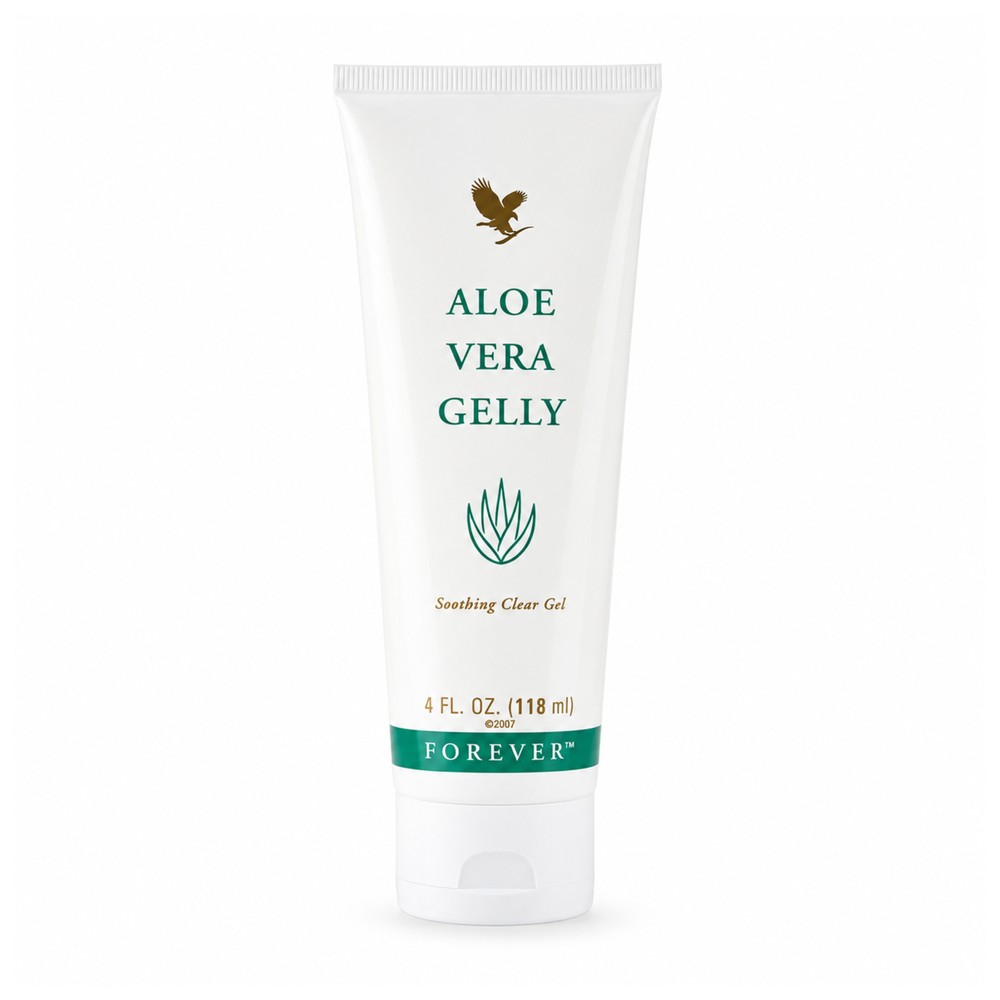 Gelée Aloès Forever Living au gel d'Aloe Vera stabilisé sur fond blanc