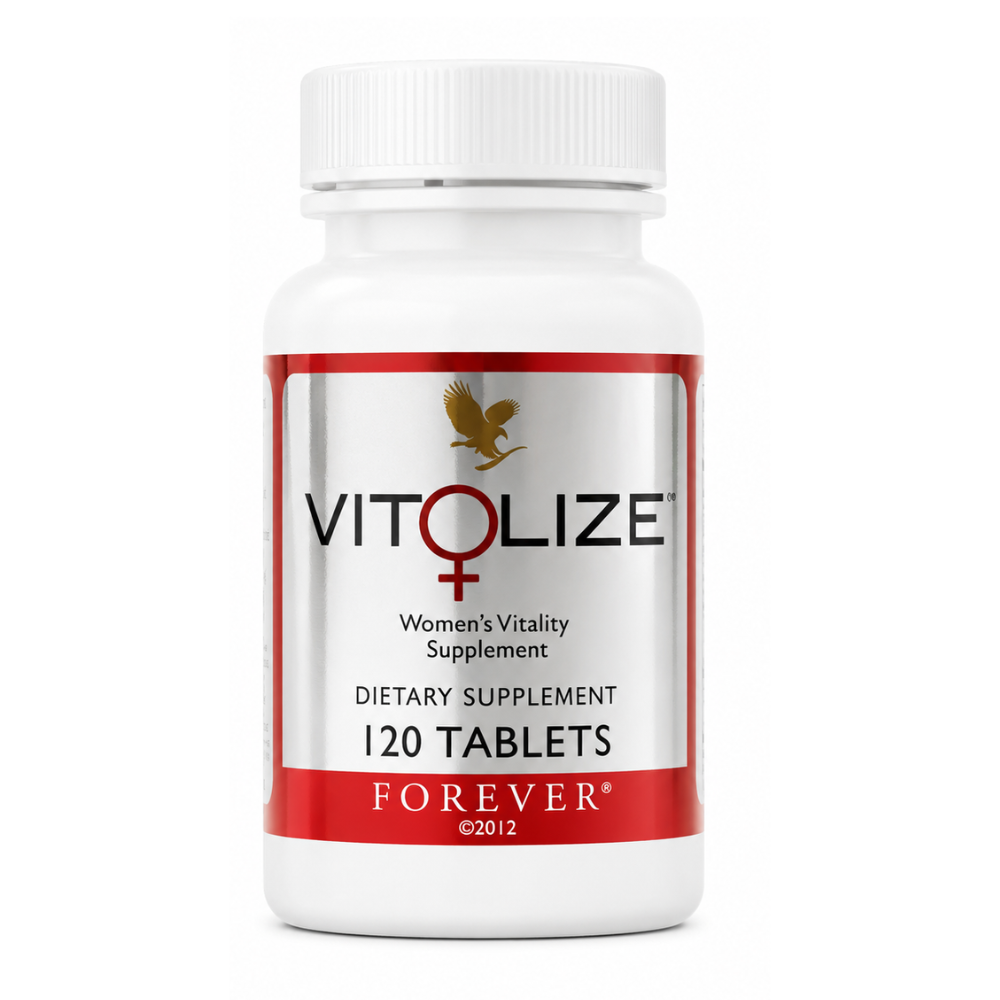 Vitolize Femmes Forever Living, complément alimentaire pour femmes, packshot officiel sur fond blanc